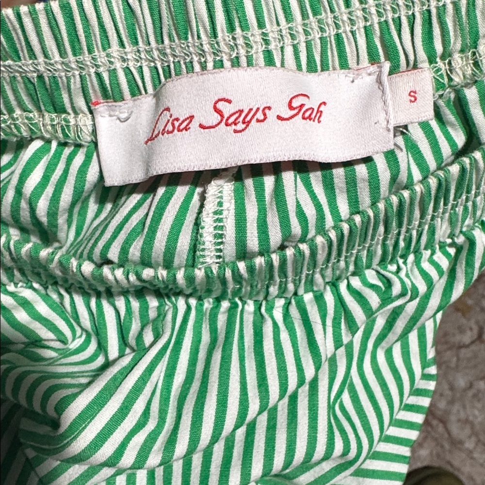 Lisa Says Gah Green and White Striped short set - Picture 4 of 10